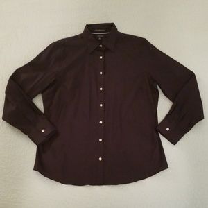 LANDS END LADIES 16T TALL NAVY PERFECT DERSS SHIRT